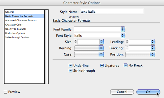 Character Style in InDesign