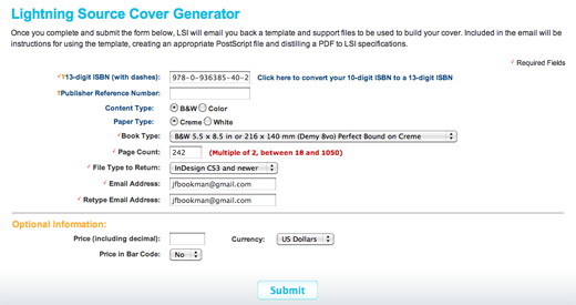 LSI Cover Template Generator for self publishers