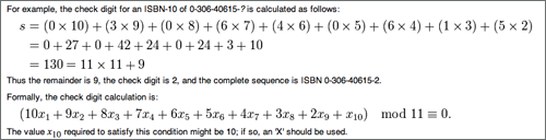 ISBN check digit formula