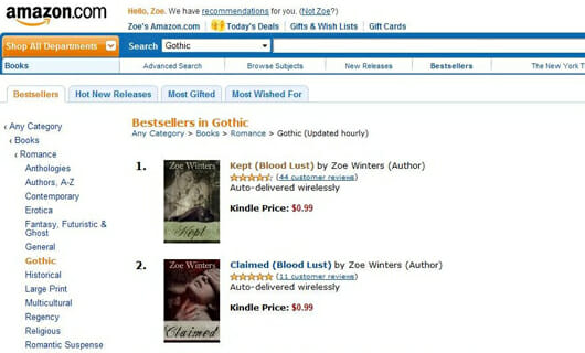 Amazon Kindle Top Charts