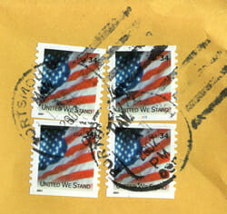 stamps-US-34c-postmark-frank-on-manila-envelope-on-letter-to-UK-1-DHD Franked stamps