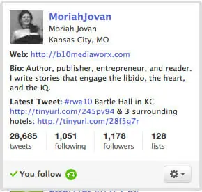 thebookdesigner.com moriah jovan twitter for self-publishers