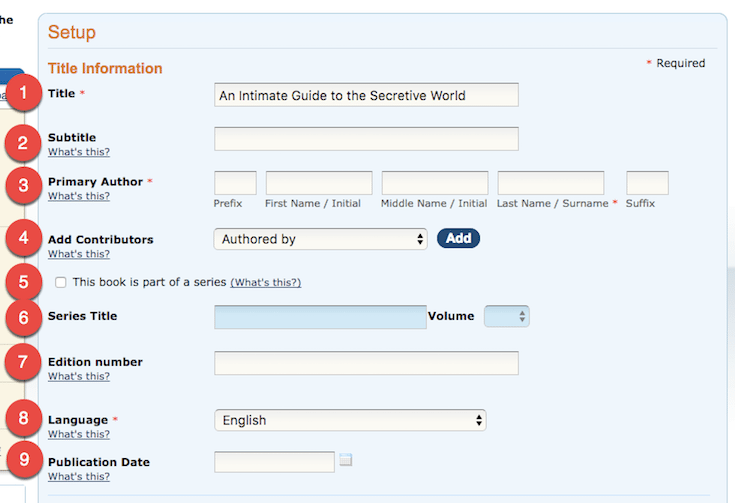 CreateSpace Title setup