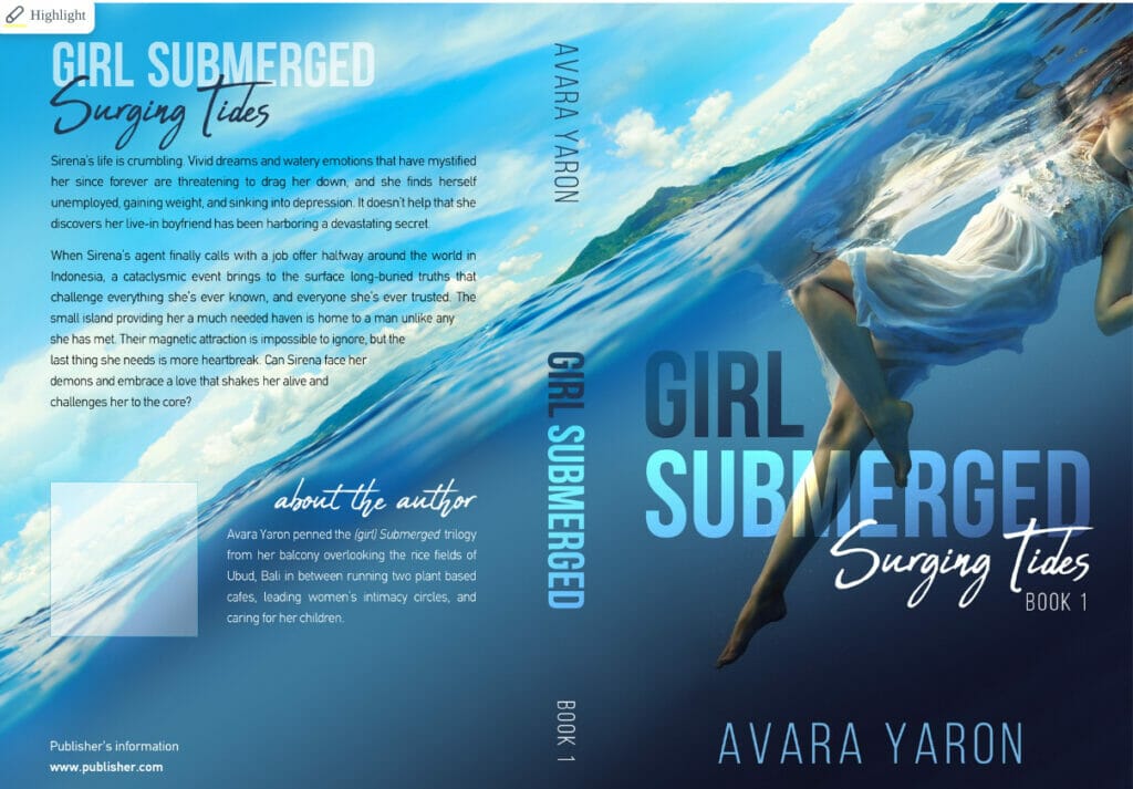 A back of the cover book examples of the book Girl Submerged by Avara Yaron