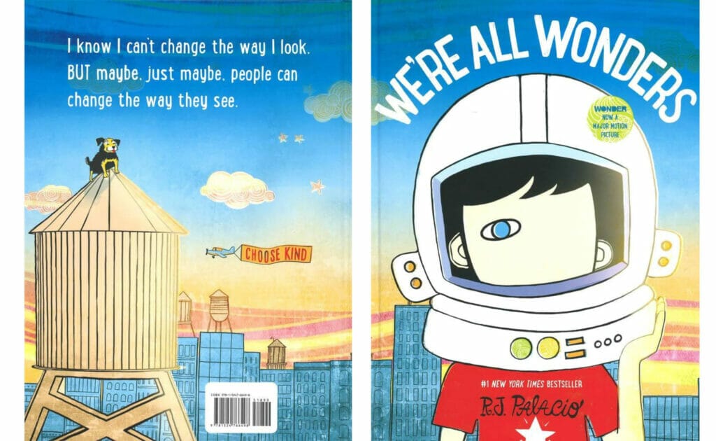 Back cover of a book examples featuring We're All Wonders