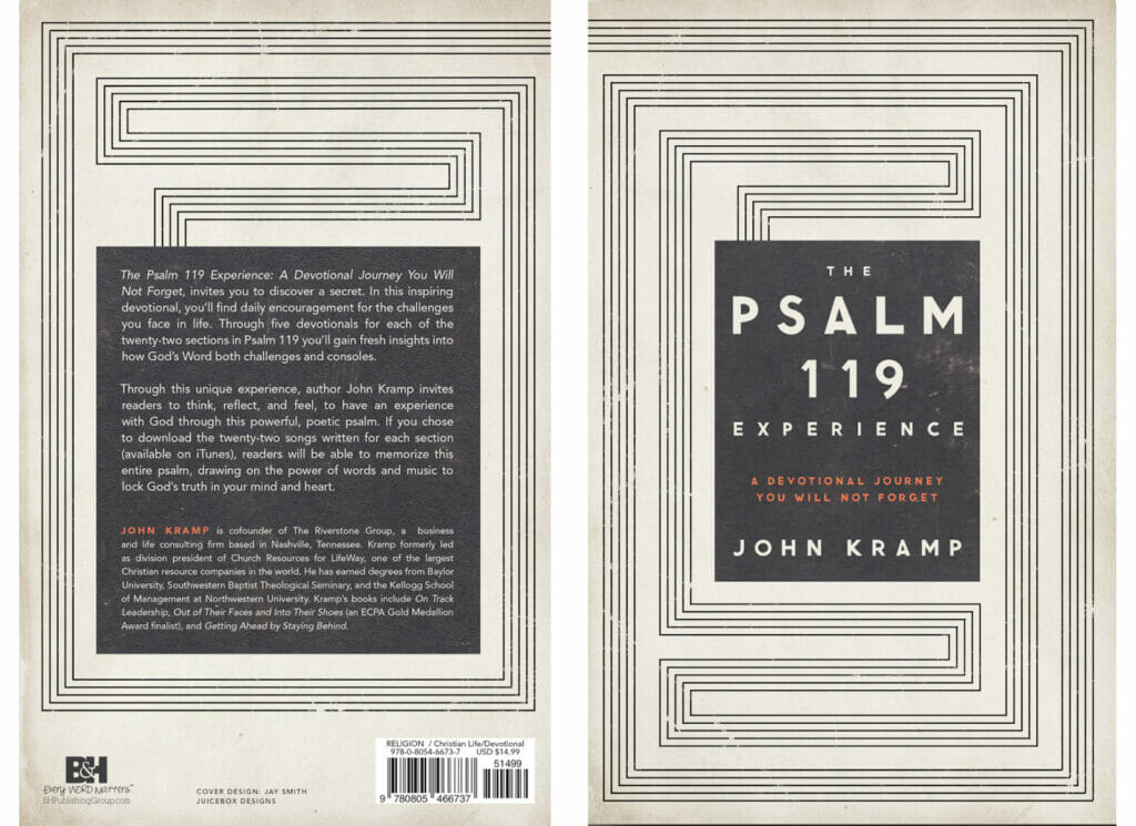 A back cover of a book example of the book The Psalm 119 Experience by John Kramp