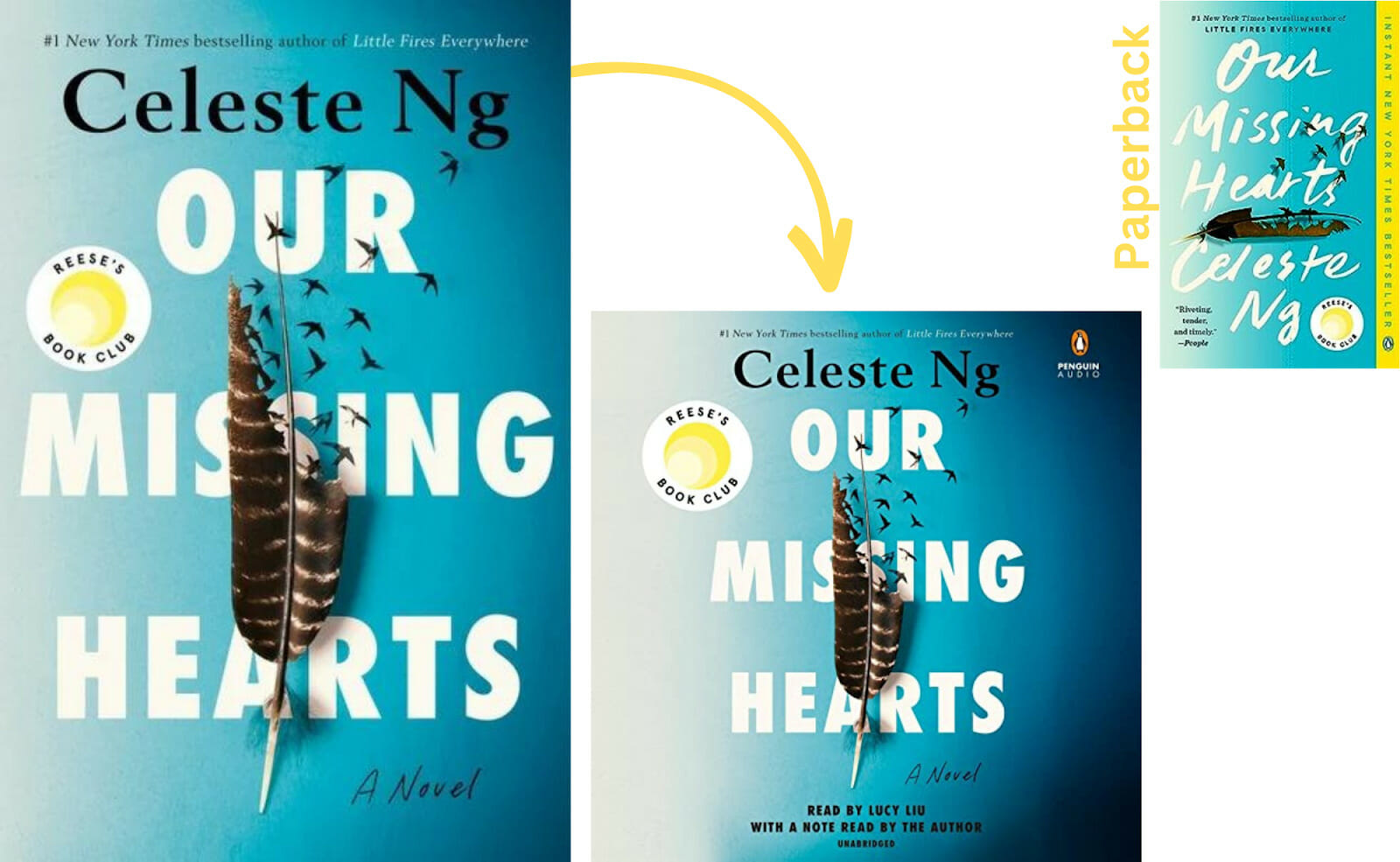 Designing audiobook covers featuring Our Missing Parts by Celeste Ng