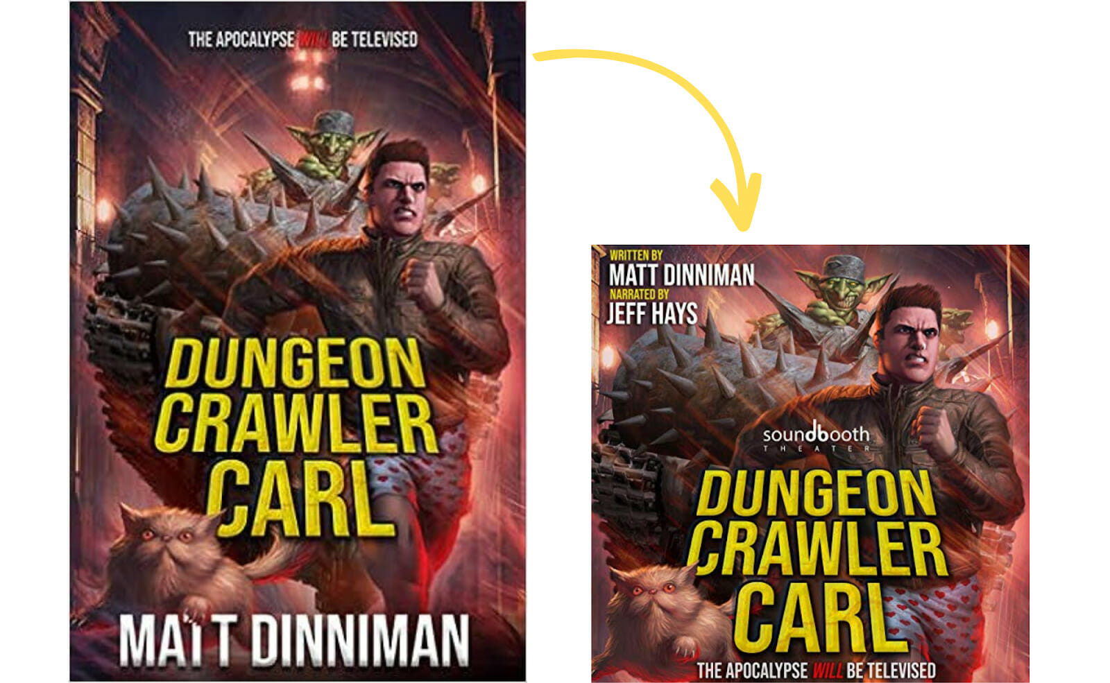 Designing audiobook covers featuring Dungeon Crawler Carl by Matt Dinniman
