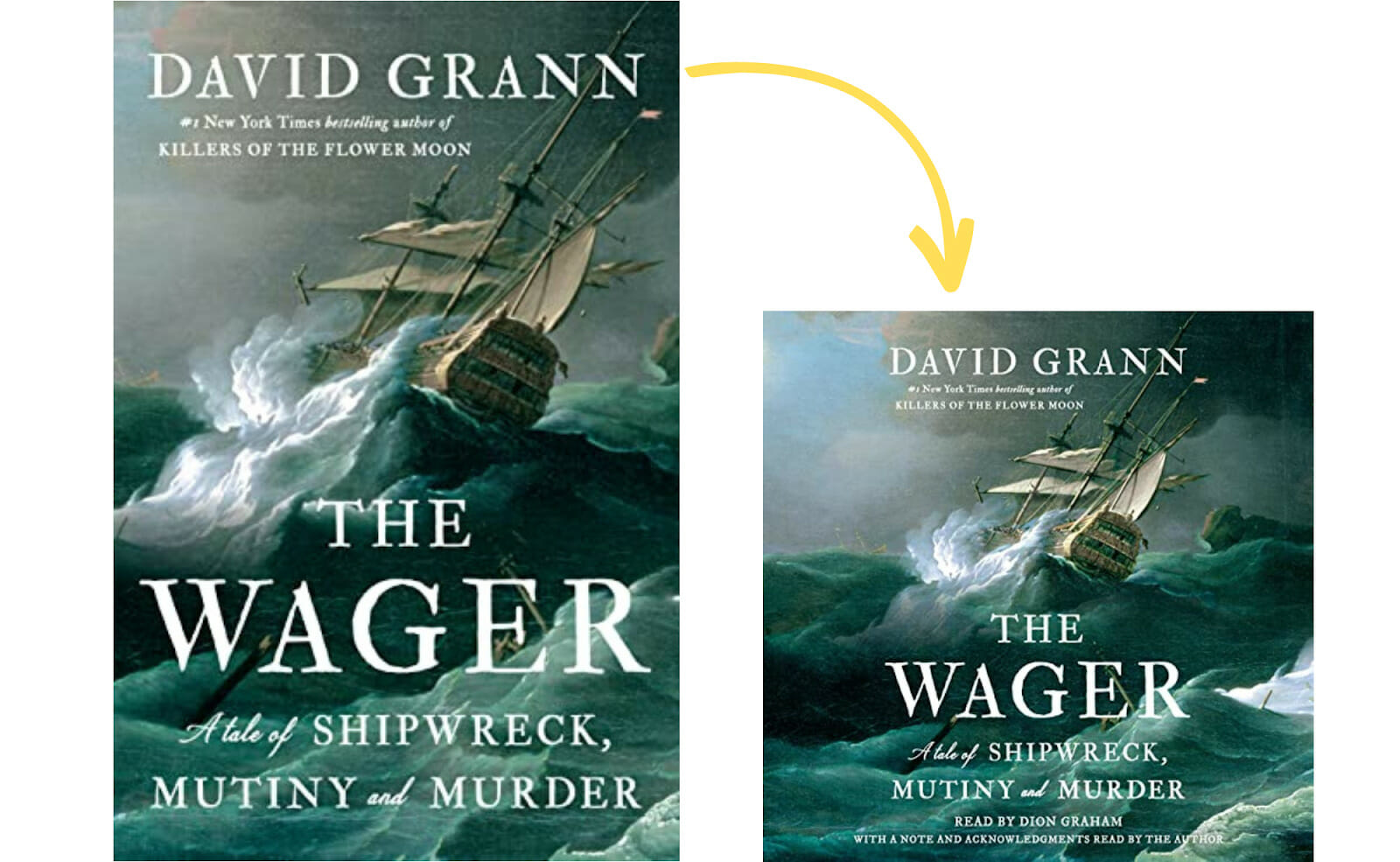 Designing audiobook covers featuring The Wager by David Grann