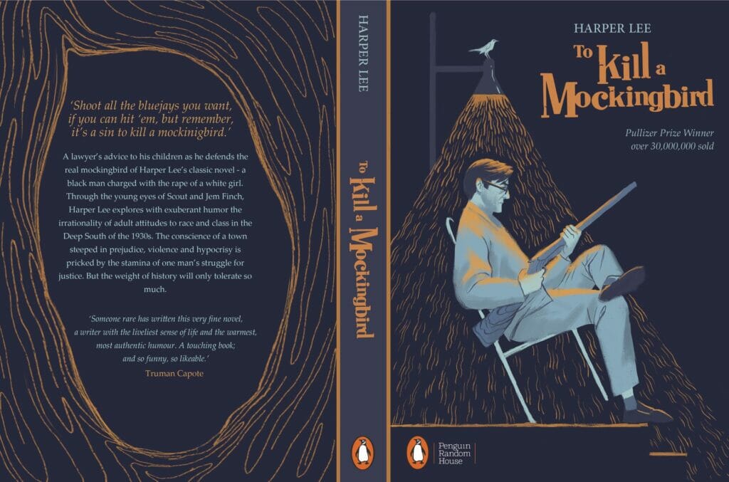 Back cover of a book example featuring a revisited cover for To Kill a Mockingbird.