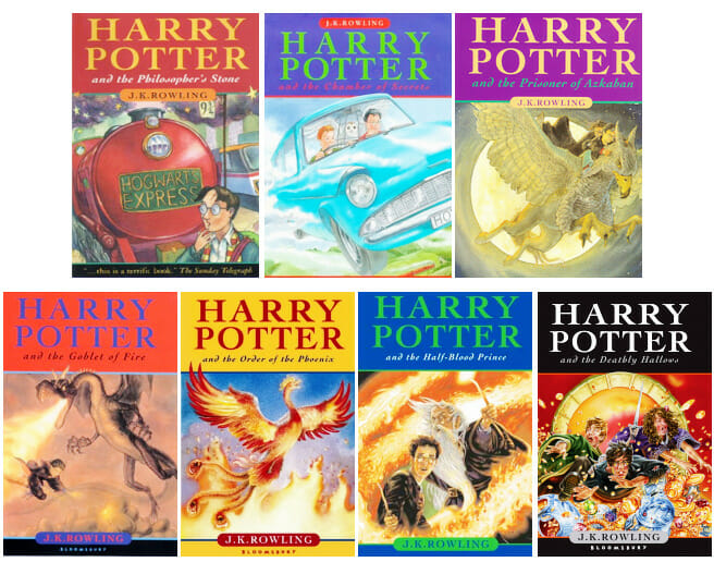 Original UK Harry Potter book cover designs