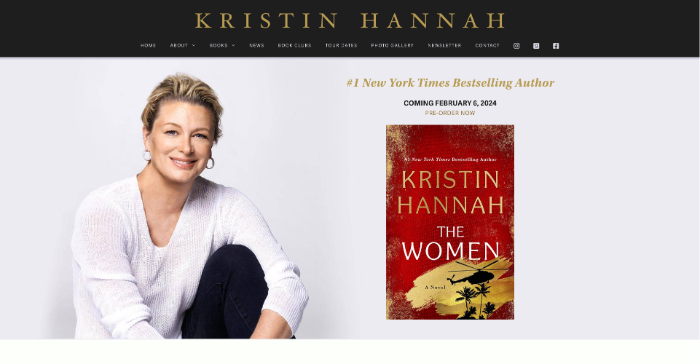 best author websites - author Kristin Hannah