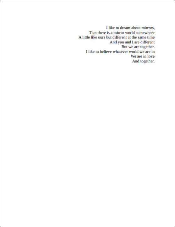 Right-aligned poem exploring the theme of mirrors