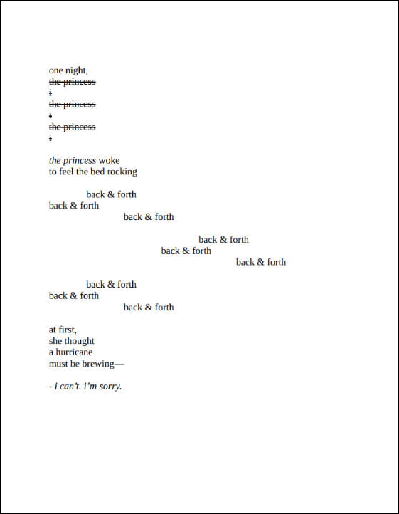 Poem with uneven indentation mirroring the theme of a rocking bed
