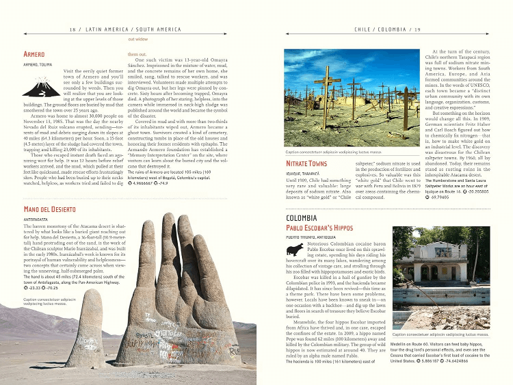 Atlas Obscura: An Explorer's Guide to the World's Hidden Wonders by Joshua Foer, Dylan Thuras, and Ella Morton Book Interior