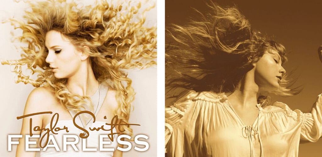 Taylor Swift album covers - Fearless Taylor's version vs original