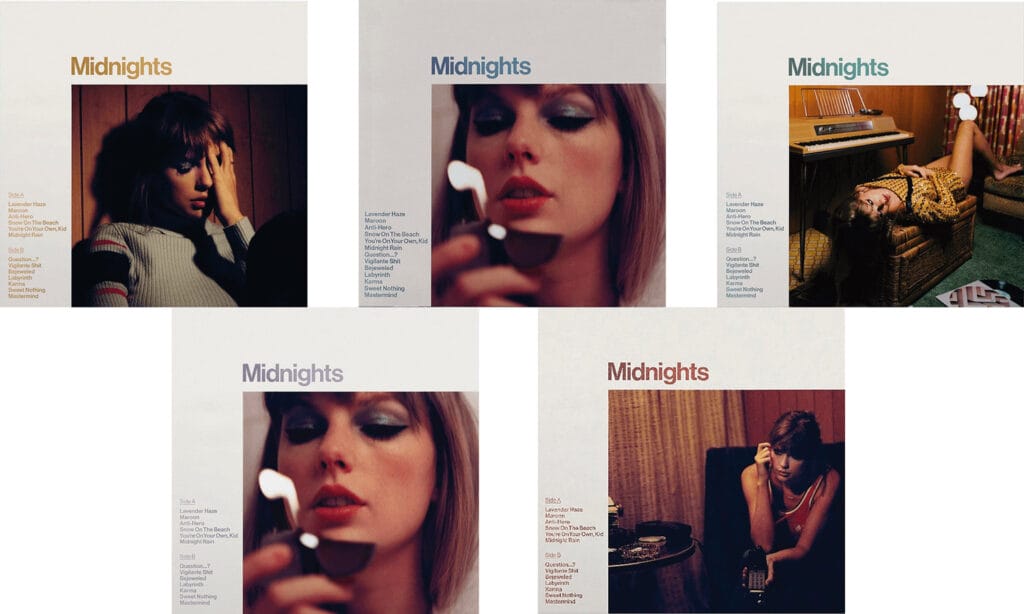 Taylor Switft album covers for Midnights vinyl editions