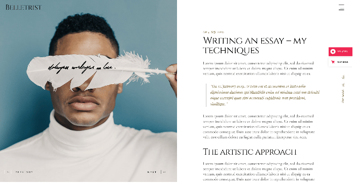 best WordPress themes for authors - Belletrist theme