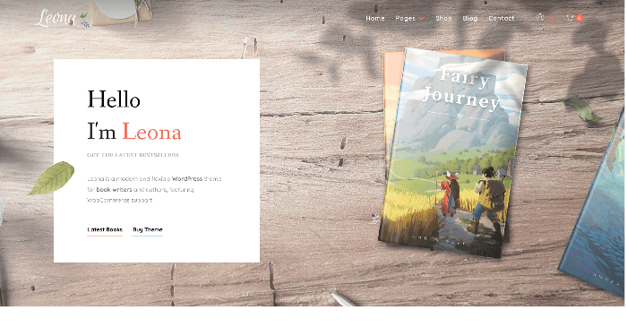 best WordPress themes for authors - Leona theme