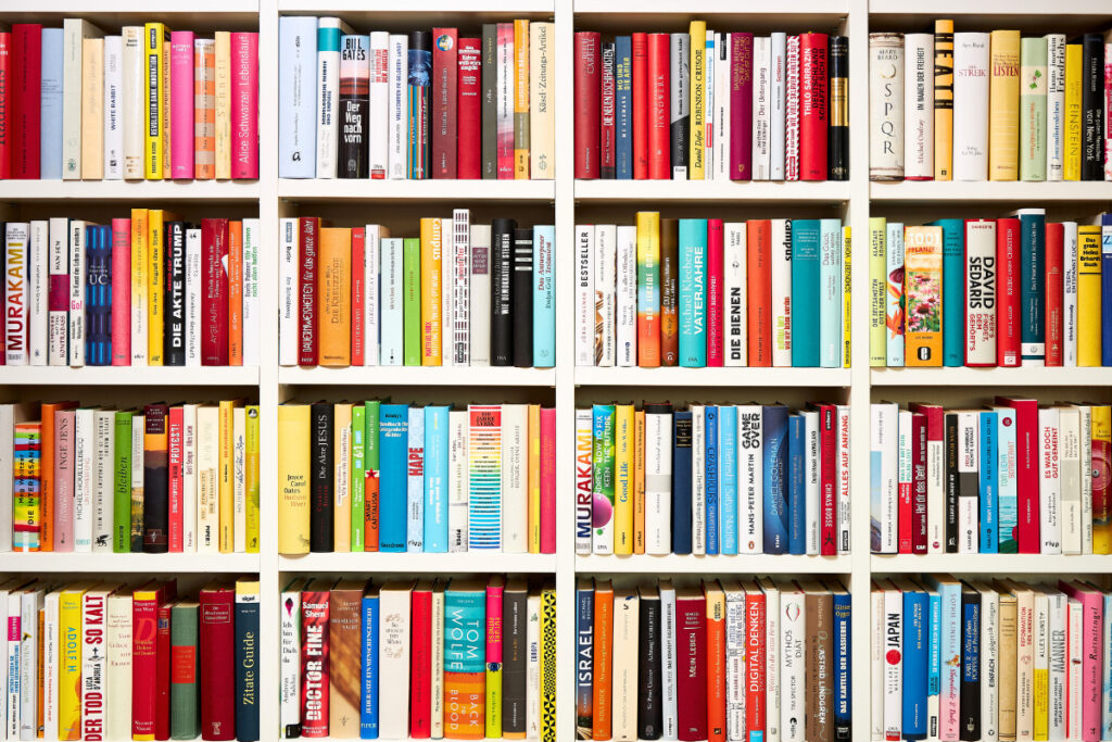 book suck - book shelf with professionally designed books