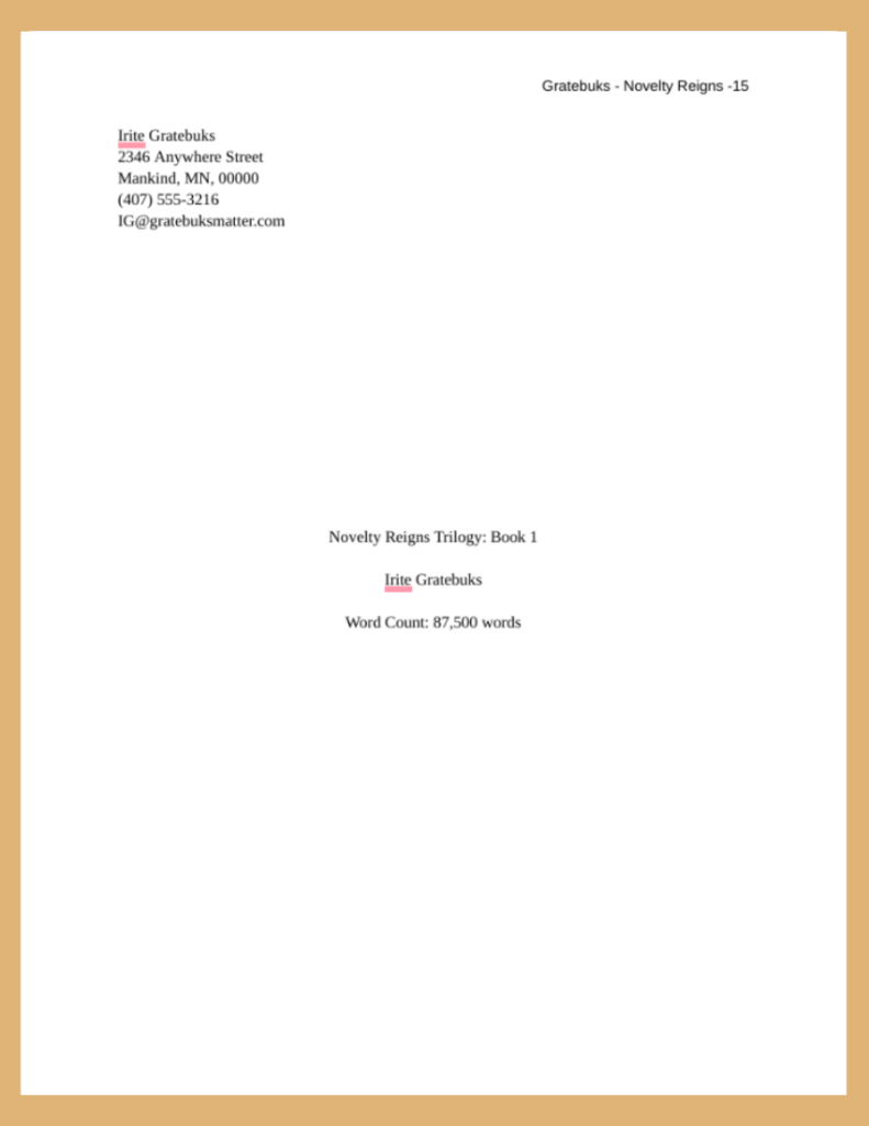 manuscript format - title page