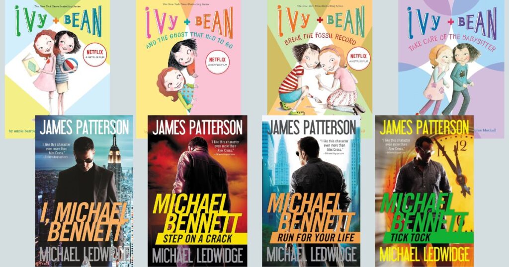 book series covers - Ivy + Bean by Annie Barrows and Michael Bennett series by Michael and James Patterson