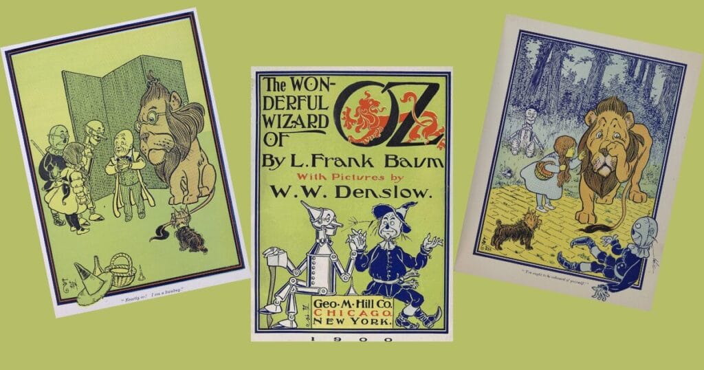 hero's journey - The Wonderful Wizard of Oz by L. Frank Baum book cover and illustrations